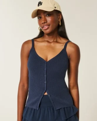 Sweatertanktop met knoopsluiting