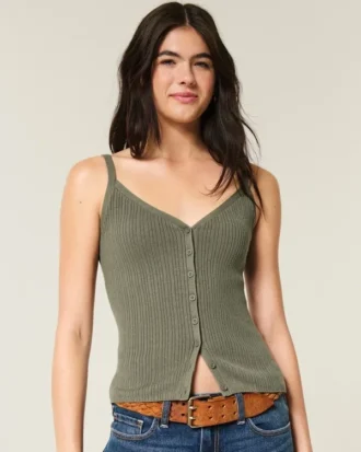 Sweatertanktop met knoopsluiting