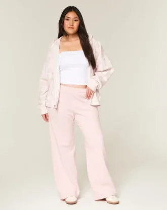 Sweatpants met hartvormig zakje en wijde pijpen