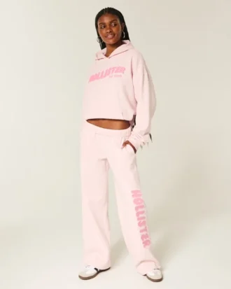 Sweatpants met logo en wijde pijpen