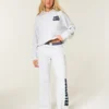 Sweatpants met logo en wijde pijpen