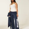 Sweatpants met logo en wijde pijpen