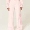 Sweatpants met logo en wijde pijpen Sweatpants met logo en wijde pijpen