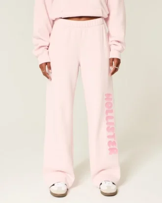 Sweatpants met logo en wijde pijpen