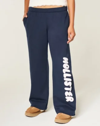 Sweatpants met logo en wijde pijpen
