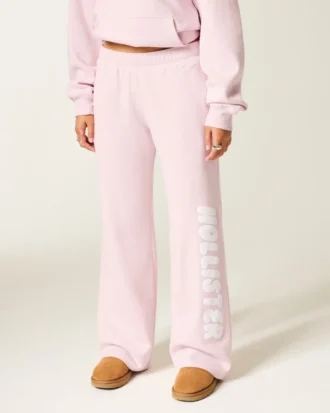 Sweatpants met logo en wijde pijpen