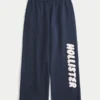 Sweatpants met logo en wijde pijpen