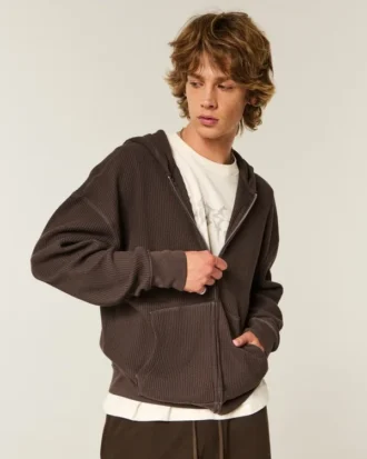 Thermische hoodie met ritssluiting