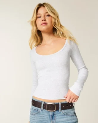 Top met lange mouwen en ronde hals