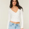 Top met lange mouwen en V-hals Top met lange mouwen en V-hals