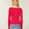 Top met lange mouwen, naadloze stof en V-hals Top met lange mouwen, naadloze stof en V-hals