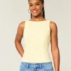 Top met open rug van linnenmix Top met open rug van linnenmix