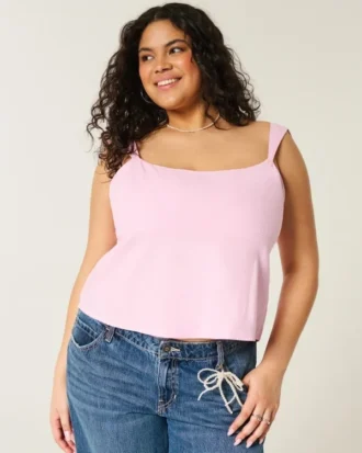 Top met open rug van linnenmix
