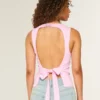 Top met open rug van linnenmix Top met open rug van linnenmix