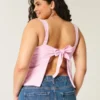 Top met open rug van linnenmix Top met open rug van linnenmix