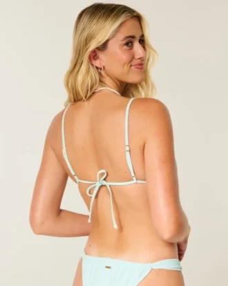 Triangelbikinitop met kralen en overschouderbandjes
