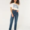 Ultra hoge taille, donkere wassing, rechte jeans uit de jaren 90 Ultra hoge taille, donkere wassing, rechte jeans uit de jaren 90