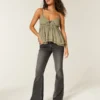 Ultra laag getailleerde gewassen zwarte flare jeans Ultra laag getailleerde gewassen zwarte flare jeans