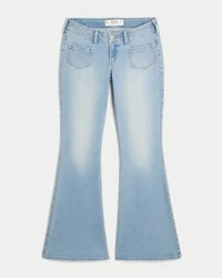 Ultra laag getailleerde lichtgewassen flare jeans met voorzakken