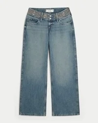 Ultra laag model, medium wassing, geborduurde taille, baggy jeans