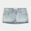 Ultra laag uitgesneden denim micro minirok Ultra laag uitgesneden denim micro minirok
