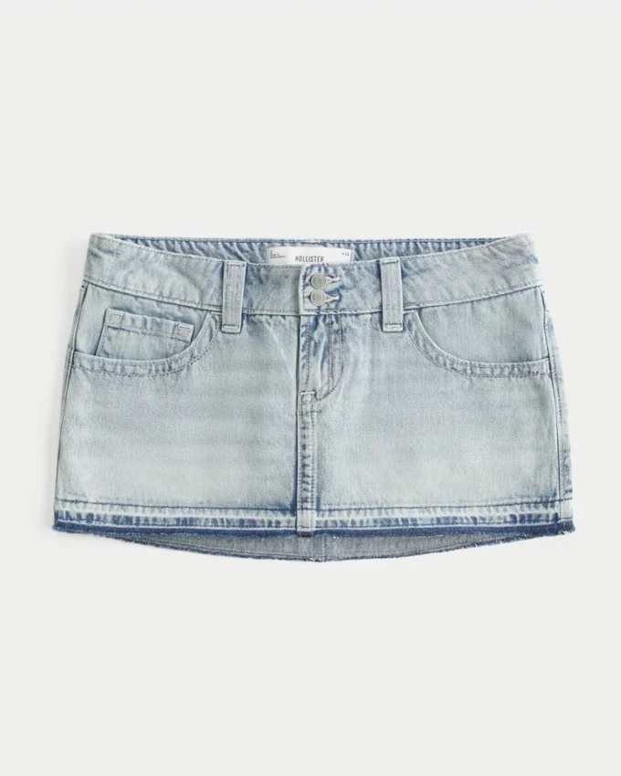 Ultra laag uitgesneden denim micro minirok Ultra laag uitgesneden denim micro minirok
