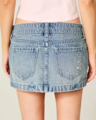 Ultra laag uitgesneden denim micro minirok
