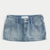Ultra laag uitgesneden denim micro minirok Ultra laag uitgesneden denim micro minirok