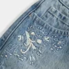 Ultra laag uitgesneden denim micro minirok Ultra laag uitgesneden denim micro minirok