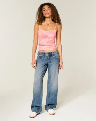 Ultra laag uitgesneden donkere baggy jeans