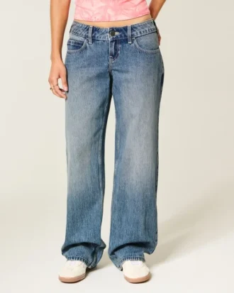 Ultra laag uitgesneden donkere baggy jeans