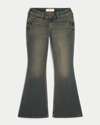 Ultra laag uitgesneden donkere flare jeans