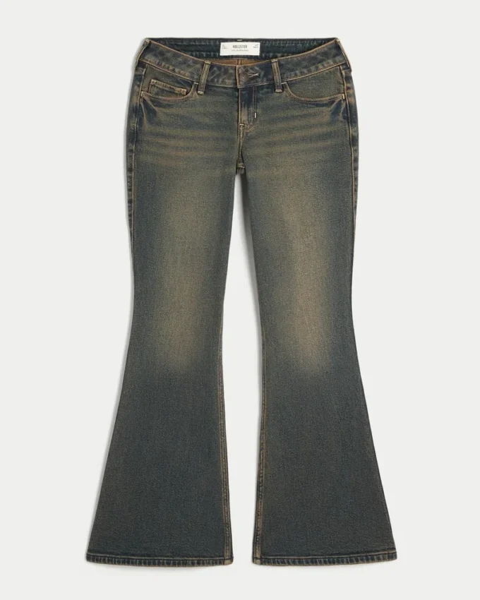Ultra laag uitgesneden donkere flare jeans Ultra laag uitgesneden donkere flare jeans