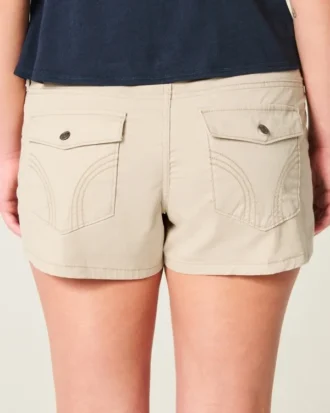 Ultra laag uitgesneden kaki twill minishort