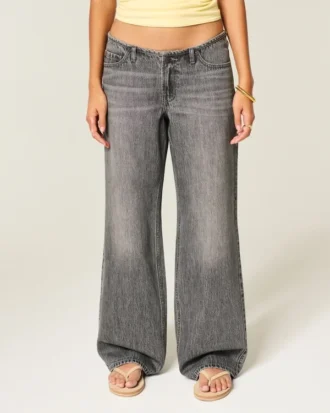 Ultra lage tailleband Grijze baggy jeans
