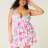 V-hals babydoll-mini-jurk met ruches V-hals babydoll-mini-jurk met ruches