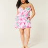 V-hals babydoll-mini-jurk met ruches V-hals babydoll-mini-jurk met ruches