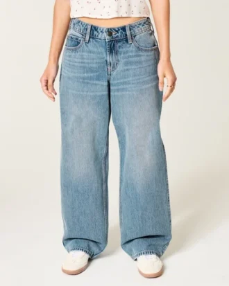 Verstelbare taille Laag model Medium wash Baggy jeans