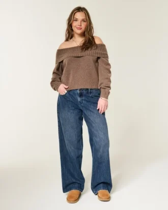 Verstelbare taille Lage taille Donkere was Baggy jeans
