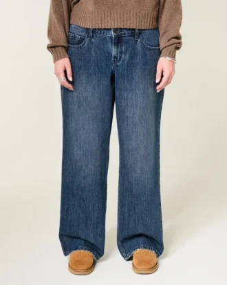 Verstelbare taille Lage taille Donkere was Baggy jeans
