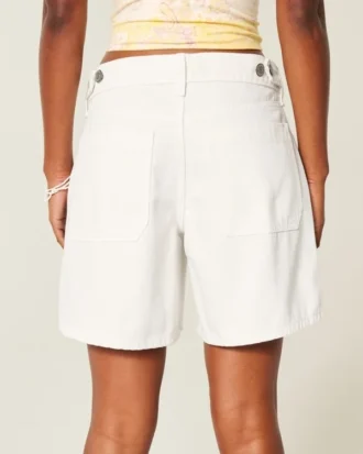 Witte baggy jort met lage taille en verstelbare tailleband