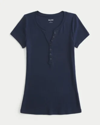 Y2K Henley met korte mouwen
