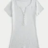 Y2K Henley met korte mouwen
