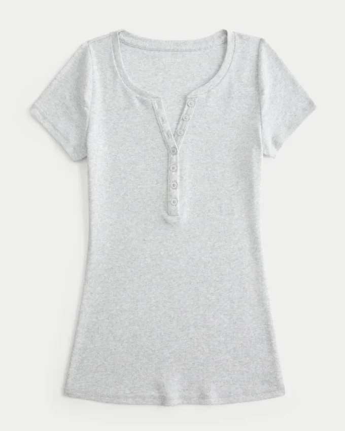 Y2K Henley met korte mouwen
