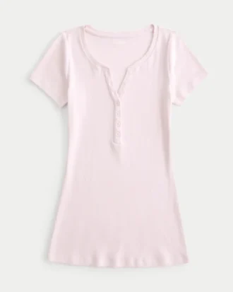 Y2K Henley met korte mouwen