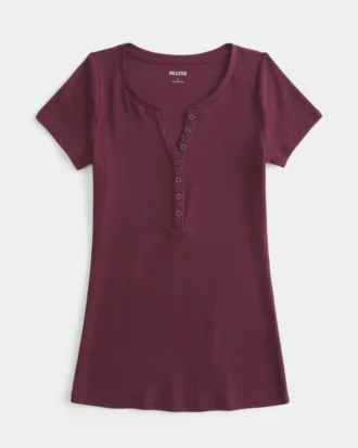 Y2K Henley met korte mouwen