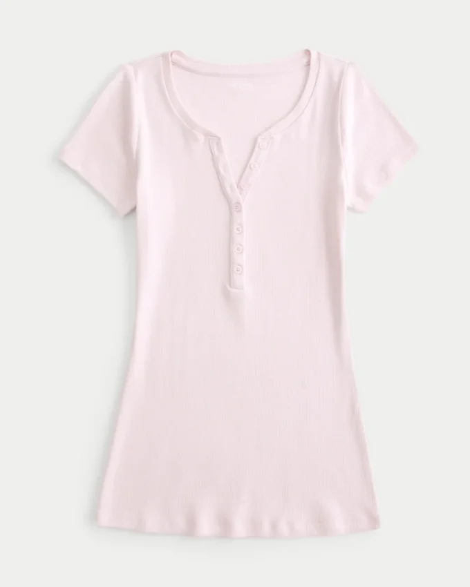 Y2K Henley met korte mouwen