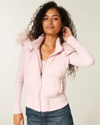 Y2K-vest met capuchon en rand van imitatiebont