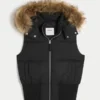 Y2K-vest met capuchon en rand van imitatiebont Y2K-vest met capuchon en rand van imitatiebont
