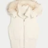 Y2K-vest met capuchon en rand van imitatiebont Y2K-vest met capuchon en rand van imitatiebont